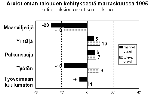 Arviot oman talouden kehityksest marraskuussa 1995