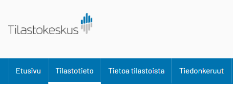 Tilastotieto-osio on sivustomme päänavigaatiossa toisena, heti etusivun jälkeen.