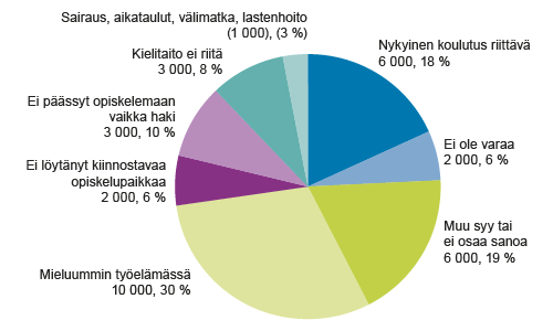 Itse ilmoitettu tärkein syy siihen, että nuori ei opiskele