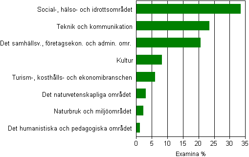 Avlagda examina vid yrkeshgskolor efter utbildningsomrde 2012