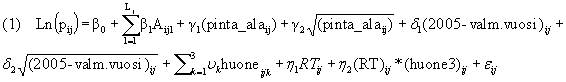 Regression model for average square metre