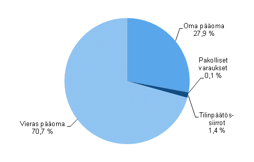 Kuvio 4. Majoitus- ja ravitsemistoiminnan taseen rakenne 2009