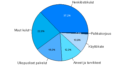 Tietojenksittelypalvelun kulurakenne vuonna 2007