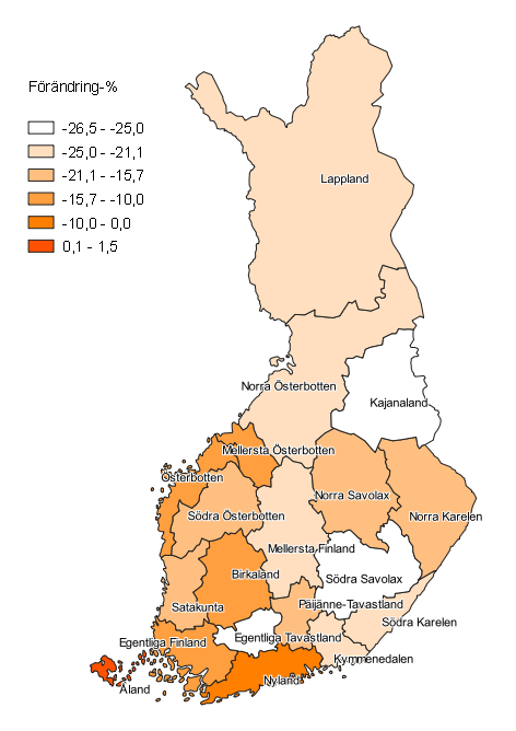 Frndring av antalet barn under 3 r i barnfamiljer landskapsvis frn r 2008 till r 2018 