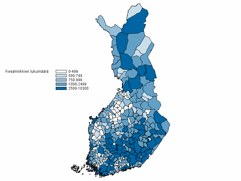 Kuvio 5. Kesmkkien mr kunnittain 2013