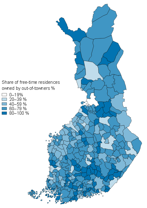 Share of free-time residences owned by out-of-towners in 2017