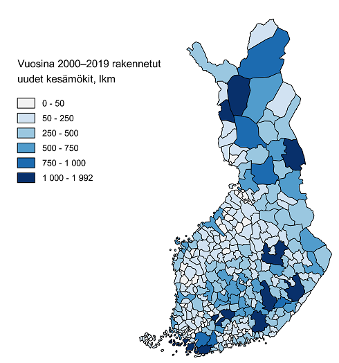 2000–luvulla rakennetut kesmkit kunnittain