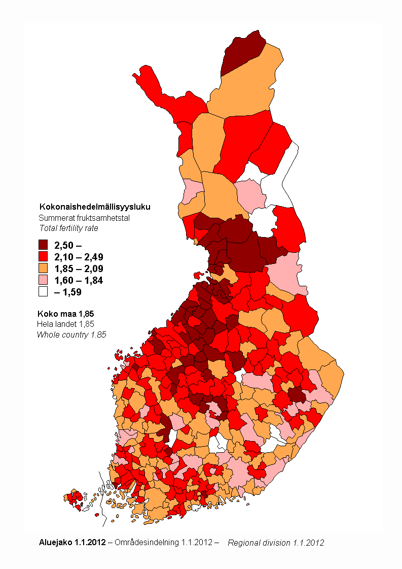 Figurbilaga 3. Summerat fruktsamhetstal kommunvis fr ren 2007–2011