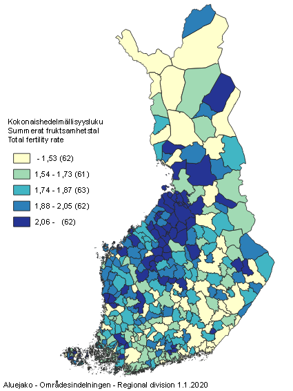 Figurbilaga 3. Summerat fruktsamhetstal kommunvis fr ren 2015–2019