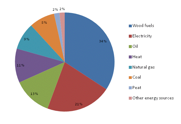 Appendix figure 2. Energy use in manufacturing by energy source 2013