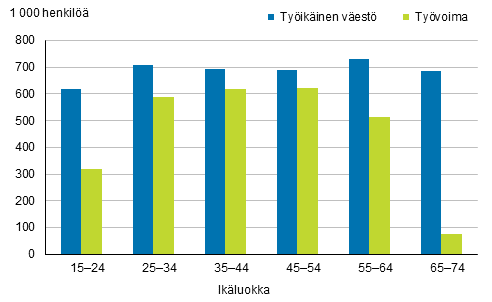 Kuvio 9. Tyikinen vest ja tyvoima ikryhmittin vuonna 2018