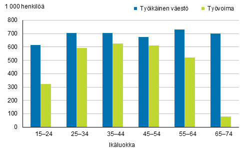 Kuvio 9. Tyikinen vest ja tyvoima ikryhmittin vuonna 2019