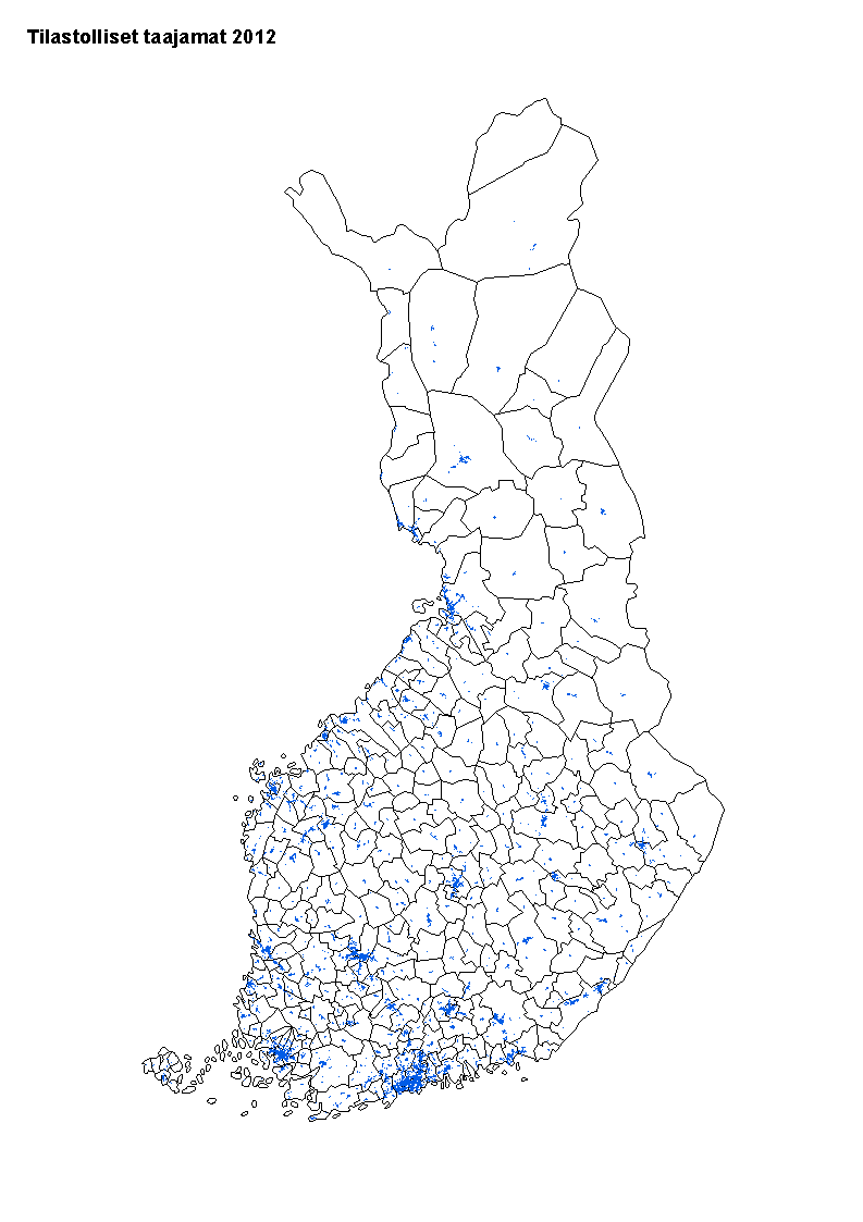 Liitekuvio 7. Tilastolliset taajamat 2012