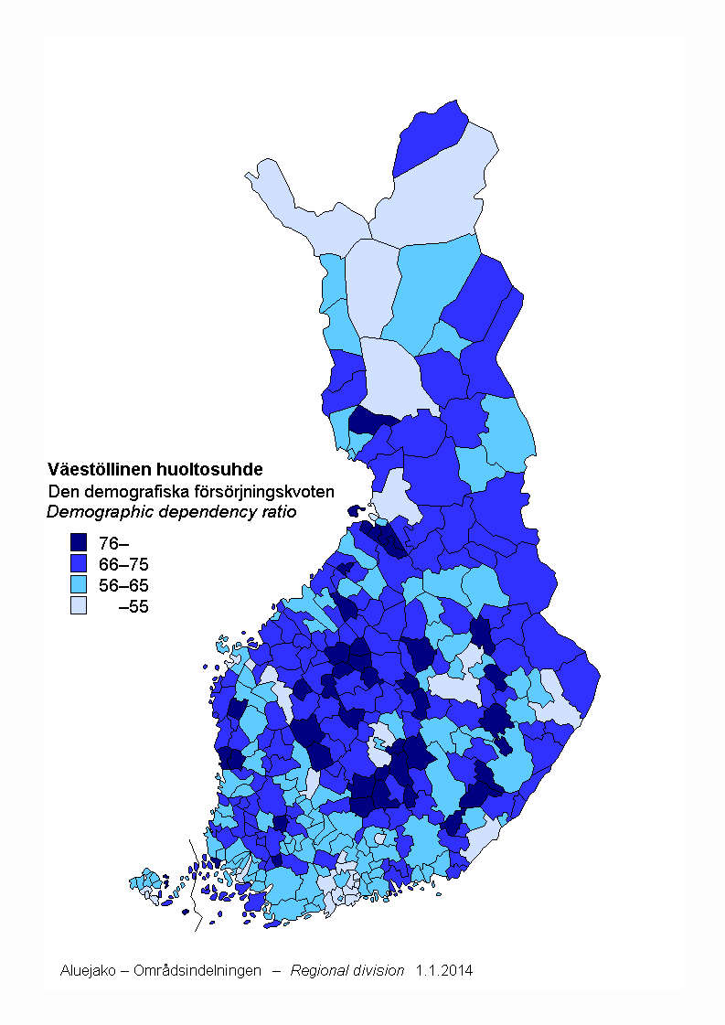 Figurbilaga 5. Den demografiska frsrjningskvoten kommunvis 31.12.2013