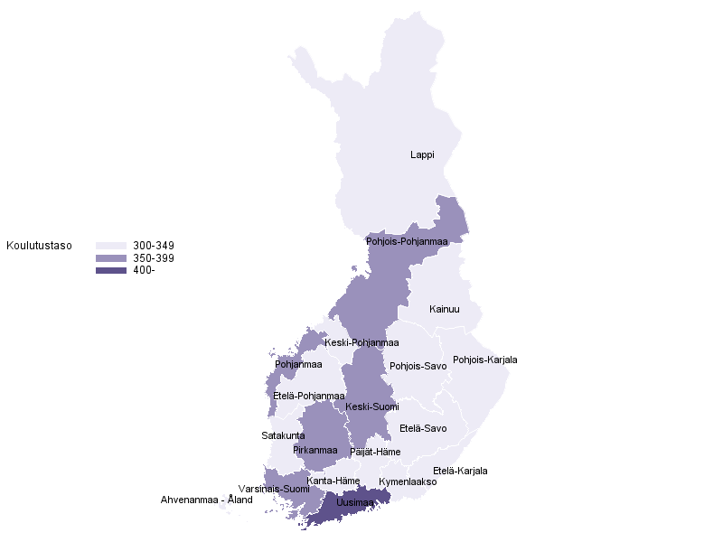 Vest koulutuspituuteen perustuvan koulutustasomittaimen mukaan 2017