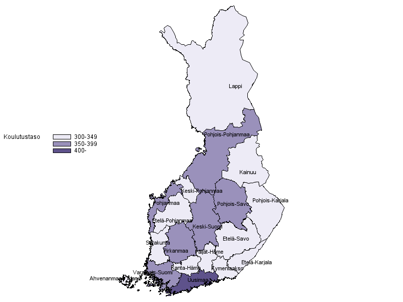 Vest koulutuspituuteen perustuvan koulutustasomittaimen mukaan 2018