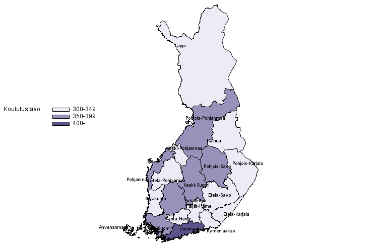 Vest koulutuspituuteen perustuvan koulutustasomittaimen mukaan 2019