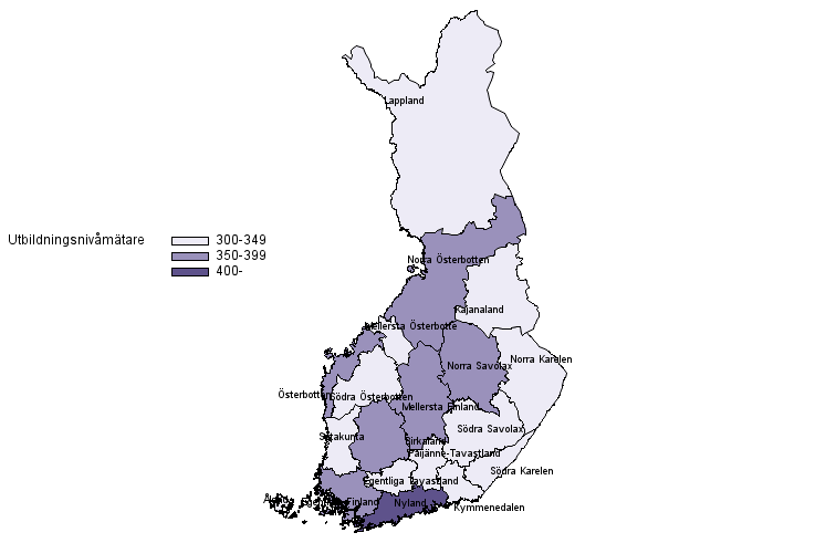 Befolkning enligt utbildningsnivmtaren som baserar sig p utbildningslngden r 2019