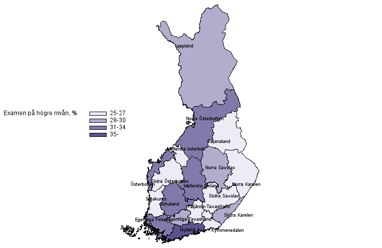  Befolkning som avlagt examen p hgre niv, %, 2020